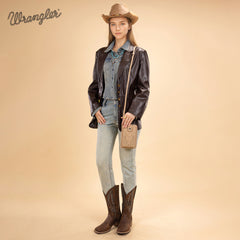 WG337-183  Wrangler Western Stitch RFID Phone Crossbody Wallet/Crossbody - Tan