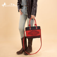 MW1356-8260  Montana West Western Tooled Aztec Concealed Carry Tote/Crossbody