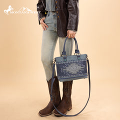 MW1356-8260  Montana West Western Tooled Aztec Concealed Carry Tote/Crossbody
