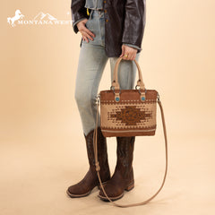 MW1356-8260  Montana West Western Tooled Aztec Concealed Carry Tote/Crossbody