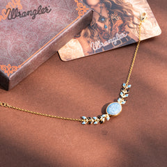 WGW-WH01   Wrangler 14k Gold Western Chain Bracelet Oval Shaped Natural Stone