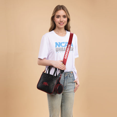 NC-AFU014BK  University of Arkansas Razorbacks Tote/Crossbody Bag - Black
