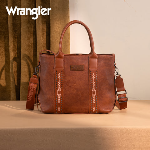 WG199-1824 Wrangler Carry-All Aztec Expandable Tote/Crossbody -Brown