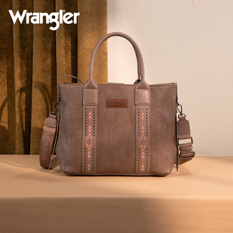 WG199-1824 Wrangler Carry-All Aztec Expandable Tote/Crossbody -Dark Khaki