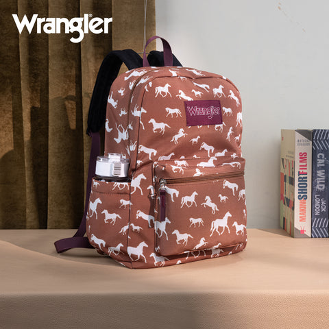 WG2000-006BR    Wrangler Horse Print Backpack - Brown
