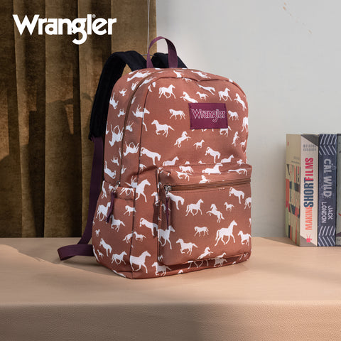 WG2000-006BR    Wrangler Horse Print Backpack - Brown