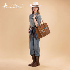 MW1352G-8317  Montana West Western Embroidered Concealed Carry Tote