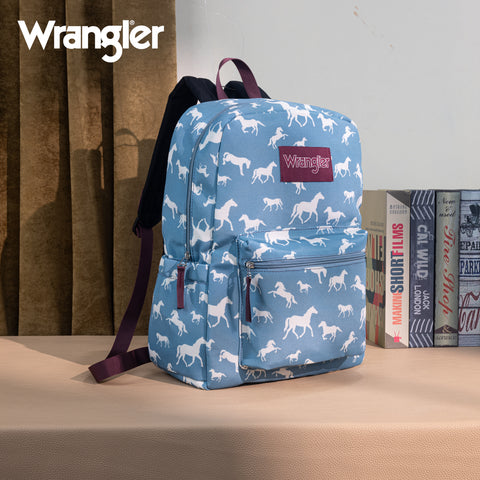 WG2000-005BL    Wrangler Horse Print Backpack - Blue