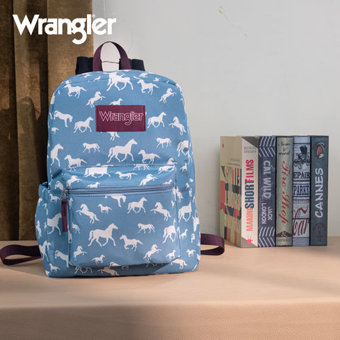WG2000-005BL    Wrangler Horse Print Backpack - Blue