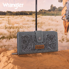 WG339-W080  Wrangler Western Floral Tooled RFID Wallet - Jean