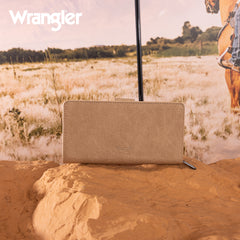 WG339-W080  Wrangler Western Floral Tooled RFID Wallet -Tan