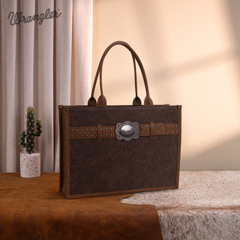 WG250G-8119CF    Wrangler Buckle Concealed Carry Large Tote-Coffee
