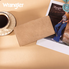 WG339-W080  Wrangler Western Floral Tooled RFID Wallet -Tan
