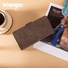 WG339-W080  Wrangler Western Floral Tooled RFID Wallet - Coffee