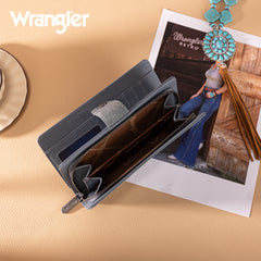 WG339-W080  Wrangler Western Floral Tooled RFID Wallet - Jean