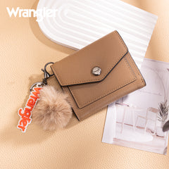 WG274-W079   Wrangler Tri-Fold Wallet with Keyring Pom Pom - Dark Khaki