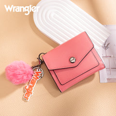 WG274-W079   Wrangler Tri-Fold Wallet with Keyring Pom Pom - Peach