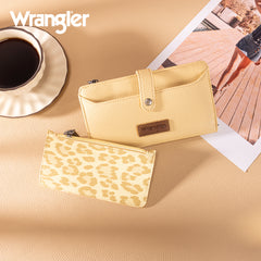 WG366-W091YL   Wrangler Western Bi-Fold  RFID Wallet/Wristlet With Detachable Pouch-Yellow