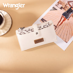 WG366-W091BG  Wrangler Western Bi-Fold  RFID Wallet/Wristlet With Detachable Pouch- Beige