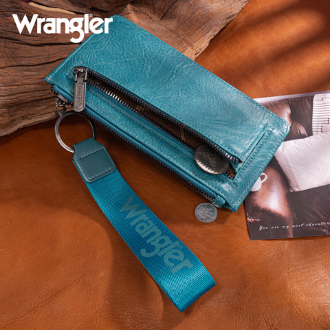 WG316-W013TQ  Wrangler Sunflower Print Card Wallet/Wristlet - Turquoise