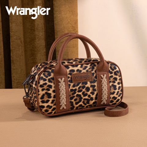 WG262-522  Wrangler Whipstitch Collection Mini Satchel/Crossbody Bag - Leopard