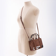 WG102S-8120  Wrangler Cow Print Mini Tote/Crossbody - Brown