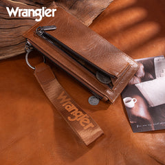 WG316-W013BR   Wrangler Sunflower Print Card Wallet/Wristlet - Brown