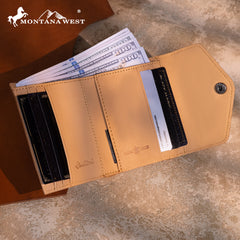 MWS-1010 Montana West Genuine Leather Tri-Fold  RFID Wallet