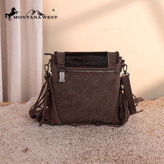 TR201-8360 Trinity Ranch  Fringe Hair-On Cowhide Crossbody - Coffee