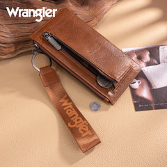 WG316-W013BR   Wrangler Sunflower Print Card Wallet/Wristlet - Brown