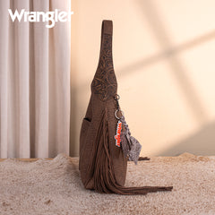 WG279-9182CF  Wrangler Fringe Floral Tooled Hobo Bag-Coffee