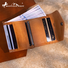 MWS-1010 Montana West Genuine Leather Tri-Fold  RFID Wallet