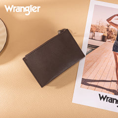 WG338-W099   Wrangler Floral Embossed Bi-fold Wallet with Key Ring -Coffee