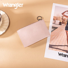 WG338-W099   Wrangler Floral Embossed Bi-fold Wallet with Key Ring - Dark Pink