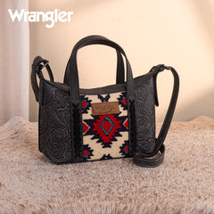 WG226-8605  Wrangler Tooled Aztec Pattern Print Tote/Crossbody -Black