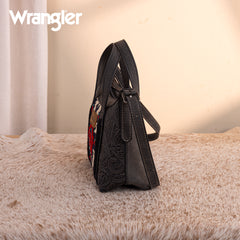 WG226-8605  Wrangler Tooled Aztec Pattern Print Tote/Crossbody -Black