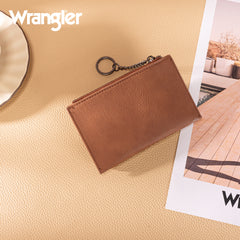 WG338-W099   Wrangler Floral Embossed Bi-fold Wallet with Key Ring - Brown