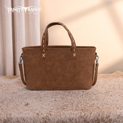 TR199-8122  Trinity Ranch Genuine Hair-On Cowhide Tooled Tote/Crossbody