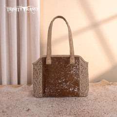 TR199G-8260  Trinity Ranch Genuine Hair-On Cowhide Tooled Concealed Carry Tote