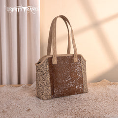 TR199G-8260  Trinity Ranch Genuine Hair-On Cowhide Tooled Concealed Carry Tote