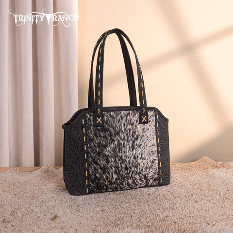 TR199G-8260  Trinity Ranch Genuine Hair-On Cowhide Tooled Concealed Carry Tote