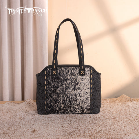 TR199G-8260  Trinity Ranch Genuine Hair-On Cowhide Tooled Concealed Carry Tote