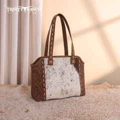 TR199G-8260  Trinity Ranch Genuine Hair-On Cowhide Tooled Concealed Carry Tote