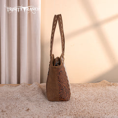 TR199G-8260  Trinity Ranch Genuine Hair-On Cowhide Tooled Concealed Carry Tote