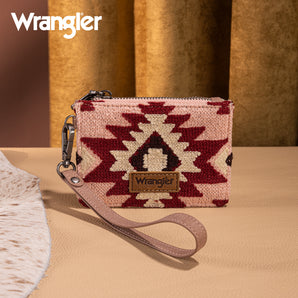 WG226-W069 Wrangler Aztec Print Card Wallet - Dark Pink