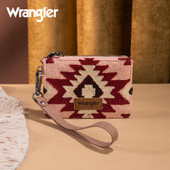 WG226-W069  Wrangler Aztec Print Card Wallet -Dark Pink