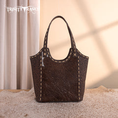 TR199G-8250  Trinity Ranch Genuine Hair-On Cowhide Tooled Concealed Carry Tote