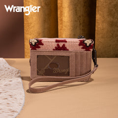 WG226-W069  Wrangler Aztec Print Card Wallet -Dark Pink
