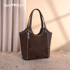 TR199G-8250  Trinity Ranch Genuine Hair-On Cowhide Tooled Concealed Carry Tote