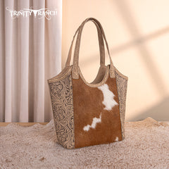 TR199G-8250  Trinity Ranch Genuine Hair-On Cowhide Tooled Concealed Carry Tote
